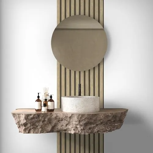 Selbstklebende Tapete Holzpaneele 3D - Skandinavisch Beige Braun - Tapete für kreative Wandgestaltungen, einfach anzubringen ohne Kleber und ideal für glatte Oberflächen - Made in Germany