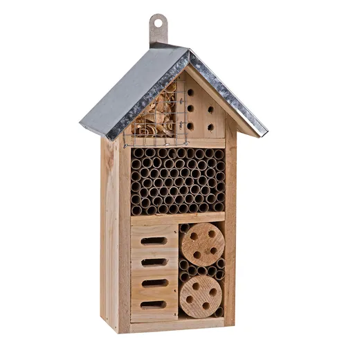 Dema Insektenhotel aus Holz - Insektenhaus, Brutkasten, Nistkasten, Bienenhotel - naturnah, stabil, wetterfest - Garten, Bienen, Schmetterlinge, Käfer 41382