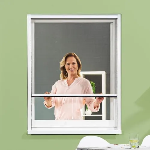 empasa Insektenschutz Fliegengitter Rollo Insektenschutzrollo Fenster SMART in verschiedenen Größen und Farben, Farbe:weiß, Zuschnitt/Aufbau:160 x 160 cm (Selbstbausatz)