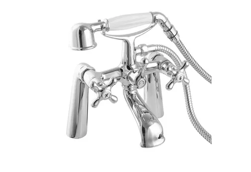 PaulGurkes Wannenmischeinheit PG27T4Q23 - Retro-Badewannenarmatur - Hochwertige Wannenarmatur aus massivem Messing mit langlebigen Keramikventilen und edler Verchromung. Ideal für stilvolle Badezimmer und sorgt für eine zuverlässige Wasserversorgung.