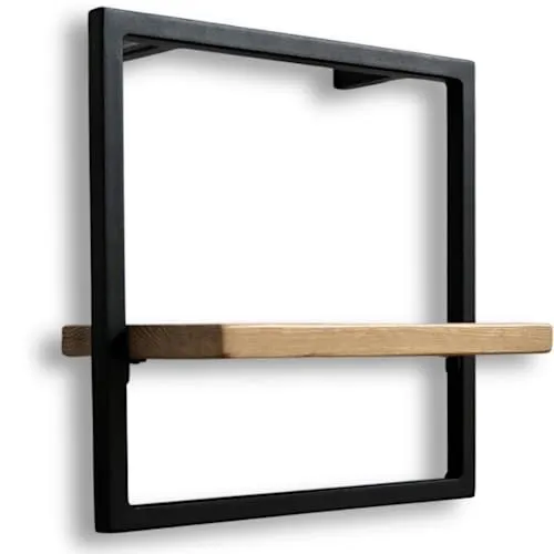 holz4home® Wandregal 30x30x15cm Small Eiche hellgrau geölt - Schweberegal aus hochwertigem geöltem Eichenholz mit stabilem Stahlrahmen, ideal für stilvolle Wohnraumgestaltung und individuelle Dekoration.