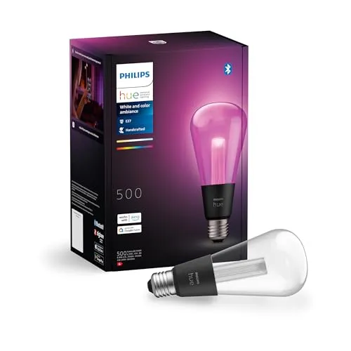 Hue Lightguide E27 Edison Bulb - 1-Pack - LED-Lampe mit 2000-6500 Kelvin, 16 Millionen Farben, energieeffizient und steuerbar über Smart Devices oder Sprachassistenten.