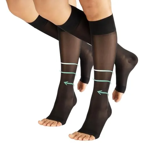 CALZITALY Medizinische Kompressionsstrümpfe Damen 70 DEN ohne Spitze, Thrombosestrümpfe Herren 10-14 mm/Hg (2 Paar - Schwarz, S/M)
