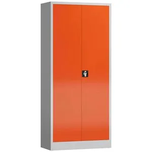ClassiX Aktenschrank X-530334, abschließbar in rot und lichtgrau - Hochschrank aus robustem Metall mit 4 höhenverstellbaren Fachböden und abschließbaren Türen für maximale Sicherheit. Ideal für Büros, die Ordnung und Schutz benötigen.