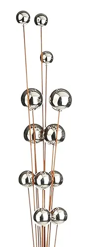 Kobolo Gartenstecker Boules 21x10x209cm, Metall & Edelstahl, rostbraune Gartendeko mit 12 Edelstahlkugeln, Zeitloser Dekostecker für Outdoorbereich