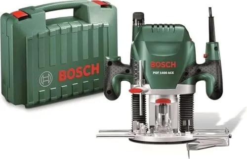 Bosch DIY Oberfräse POF 1400 ACE - 1400W Präzisionsfräse - Fräsen, leistungsstark mit 1400W und vielseitigem Zubehör für präzise Holzarbeiten.