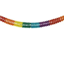 PAPSTAR Girlande Regenbogen, 10 Stück im Karton - Party-Deko mit 6 m Länge und schwer entflammbarem Papier, ideal für farbenfrohe Feiern und sichere Dekoration.