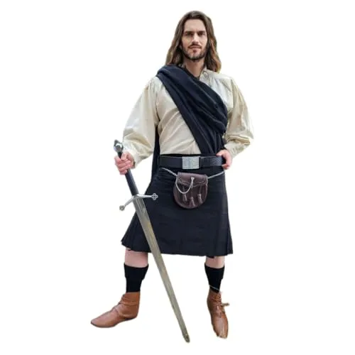 Schottenrock schwarz, 8 Yard Kilt XL von Vehi Mercatus