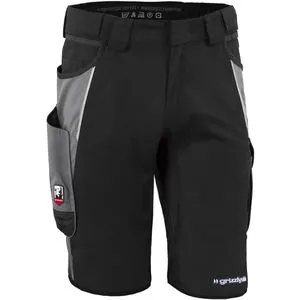 Grizzlyskin Arbeitshose IRON Shorts GIM36, Herren, schwarz-grau, Größe 60 - Arbeits- & Schutzkleidung, atmungsaktive kurze Hose mit Multifunktions-Cargotasche und Dehnbund für optimalen Tragekomfort.