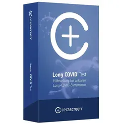 Cerascreen Long Covid Test - Arzneimittel zur Selbstdiagnose von Long-COVID-Symptomen, inklusive Speichel- und Blutprobenentnahme für eine umfassende Laboranalyse.