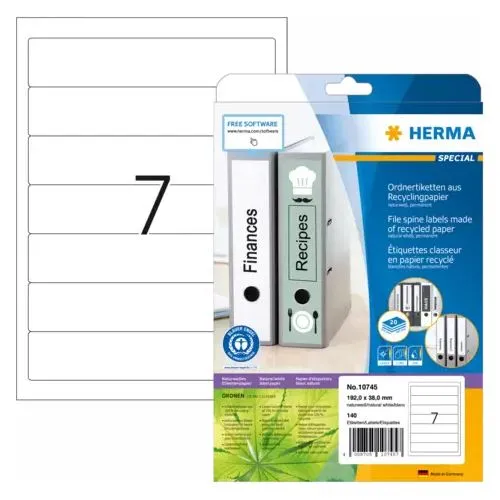HERMA Ordneretiketten Recycling A4 20 Blatt 192x38