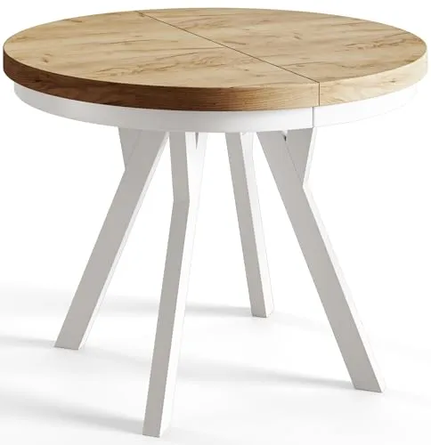 Runder Esszimmertisch EVO, ausziehbar von 100 cm bis 200 cm - Esstisch in modernem CRAFT-Design mit ausziehbarem Mechanismus für flexiblen Platzbedarf, ideal für Familien und besondere Anlässe.