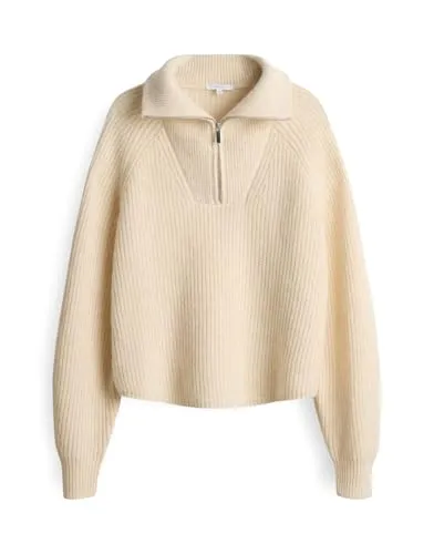 OPUS Damen Pullover | POY Loose Rippstrick Troyer aus recyceltem Polyester Mix Soft Cream, 40