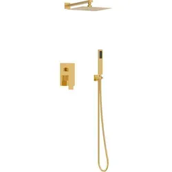 Balneo Duschsystem mit Regendusche glänzend gold Edelstahl | Duscharmatur mit Handbrause CASCADE