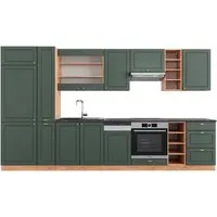 Vicco Küchenzeile Fame-Line, Grün-Gold Landhaus - Küchenzeilen mit flexiblen Konfigurationsmöglichkeiten und hochwertiger MDF-Front für individuelle Anpassungen und optimalen Stauraum.
