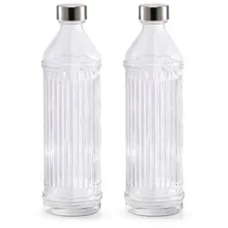 Basera® Trinkflasche 2er-Set Glasflasche mit Edelstahlverschluss, 970 ml 970,00 ml | 30,00 cm