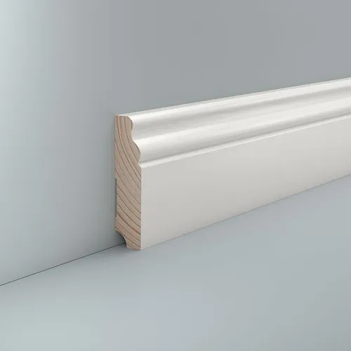 Sockelleiste Berliner Profil 19 x 80 Kiefer lackiert RAL 9010 Fussleiste