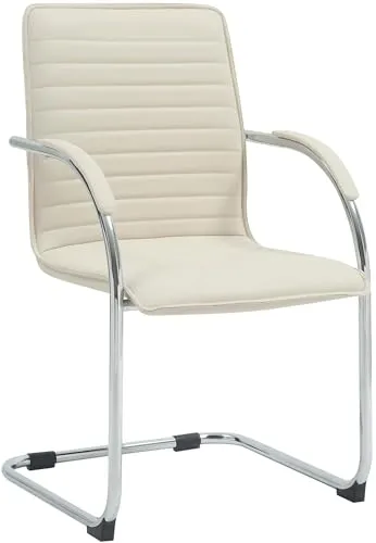 CLP Besucherstuhl Tira Kunstleder - Eleganter Freischwinger in Creme - Bürostühle mit ergonomischer Sitzfläche für hohen Komfort und zeitlosem Design. Ideal für moderne Büros und Wartezimmer, pflegeleicht und robust.