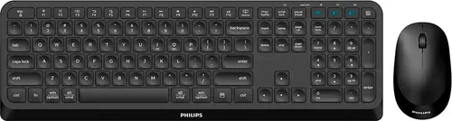 Philips kabelloses Tastatur- und Maus-Set SPT6407B - Ergonomisch und Flexibel - Tastaturen: Genießen Sie kabellose Freiheit mit 2,4-GHz-Funktechnologie und ergonomischem Design für komfortables Arbeiten. Ideal für Büro und Home Office.