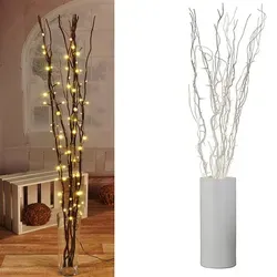 Mojawo Lichterzweige mit 80 LEDs – Silberne Dekozweige - Elegante Lichterzweige in Silber mit 80 warm-weißen LEDs. Ideal zur stimmungsvollen Dekoration von Vasen und Fenstern, besonders in der Adventszeit. Lieferumfang: 5 Zweige und Netzteil.