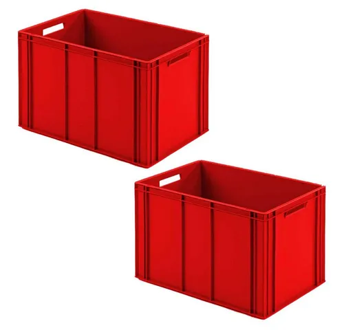 BRB-Lagertechnik Aufbewahrungsbox 2 Eurobehälter mit 2 Durchfassgriffen, LxBxH 600x400x420 mm, Extra robuste Eurobehälter