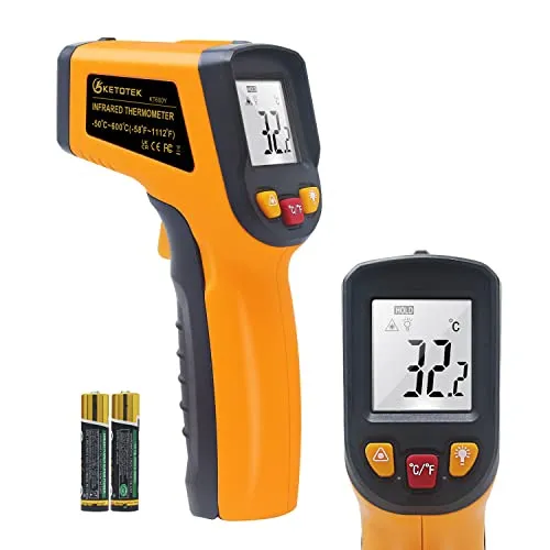 KETOTEK Infrarot Thermometer -50°C~600°C, IR Pyrometer Temperaturmessgerät | Berührungslose Digital Laser-Temperaturpistole LCD-Display für Klimaanlage/Kochen/Grill/Pizza Oven/Industrie