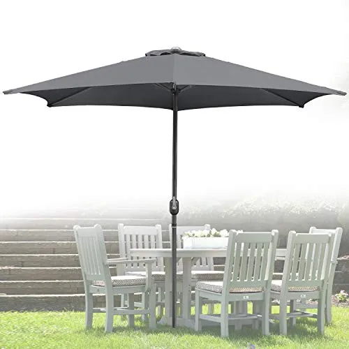 Sonnewelt Sonnenschirm Ø 350 cm | Ampelschirm mit Kurbel, UV-Schutz | Gartenschirm, Terrassenschirm, Marktschirm | ohne Ständer | für Garten, Balkon, Terrass