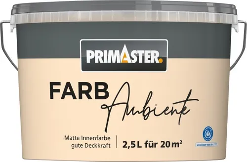 Primaster Farbambiente Wandfarbe matt pfirsich 2,5 L - Hochwertige matte Wandfarbe in Pfirsich, ideal für Innenräume. Verleiht jedem Zimmer eine angenehme Atmosphäre und ist einfach anzuwenden.