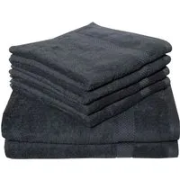 Dyckhoff Handtuch Set Planet, 6-teilig in Grau - Handtücher Set aus 100% Baumwolle, besonders saugfähig mit 450 g/m², OEKO-TEX® zertifiziert, ideal für ein luxuriöses Badeerlebnis.