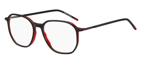 Produktbild HUGO Achteckig Azetat Brillen in Black Red für Herren, Brille mit Sehstärke, optional mit Sonnenbrillen tönung oder Blaulichtfilter (Modell HG 1272)
