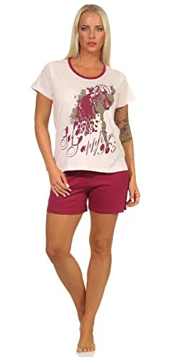 Good Deal Market Kurzer Damen-Pyjama sommerlicher Schlafanzug Grösse 40-42/M, Rose’ Bequeme Qualität lässiges und Loses Pyjama-Set Komfortables Outfit für die Nacht