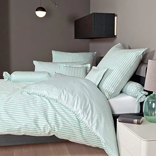 Janine 3912 Mako Seidensatin Wendebettwäsche modernclassic 80x80 cm jadegrün