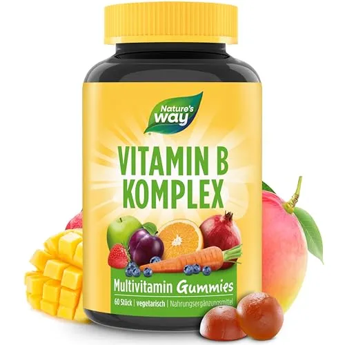 Vitamin B Komplex Multivitamin Gummibärchen - Hochdosierte, leckere Energiequelle - Vitamin B-Complex Präparate mit Mango-Geschmack, vegan und frei von künstlichen Zusätzen. Unterstützt den Energiestoffwechsel und Immunsystem dank Vitamin C und Folsäure. Ideal für eine gesunde Ernährung!