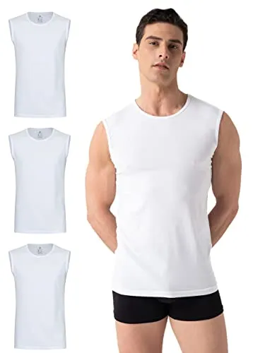 Burnell & Son Herren Unterhemd Ärmellos 3er Pack - Slim Fit Baumwolle Weiß M - Hochwertige Baumwolle sorgt für ein angenehmes Tragegefühl. Atmungsaktives Design und praktische Passform machen dieses Ärmellose Shirt zum idealen Begleiter für jede Gelegenheit.