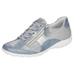 Remonte Himmelblau Schnürschuhe Größe 43 - Sneaker in modischem Blau mit funktionalem Reißverschluss und herausnehmbarem Lederfußbett für optimalen Tragekomfort und individuelle Einlagen.