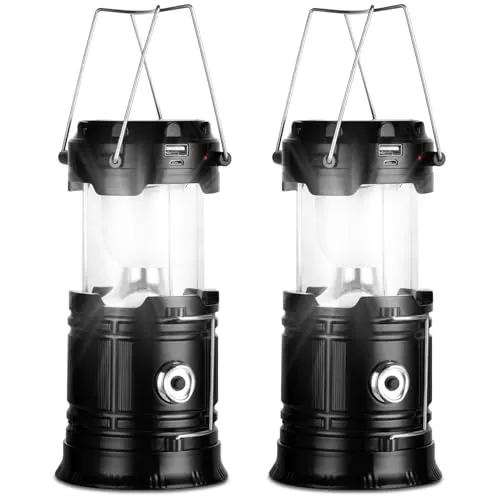 PQETBV Campingleuchte, 2 Stück Faltbare Camping Hängelampe, Retro Camping Laterne, IP54 Wasserdicht Campinglampe, für Stromausfällen, Wandern, Notfall, Ausfälle, Outdoor