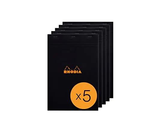 Rhodia 192009C Notizblöcke - Packung mit 5 gehefteten Blöcken A4+ - Notizbuch für Manager: 5 geheftete Blöcke, ideal für Meetings mit 80 mikroperforierten Blättern, umweltfreundlich und in Frankreich hergestellt.