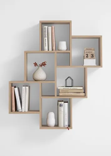 LAURIO Wandregal Eiche - Stilvolles Hängeregal - Elegantes Wandregal aus PEFC-zertifizierter Eiche, ideal für Bücher und Deko. Made in Germany, perfekt für jedes Zimmer. Maße: 81,2 x 94,3 x 15,7 cm.