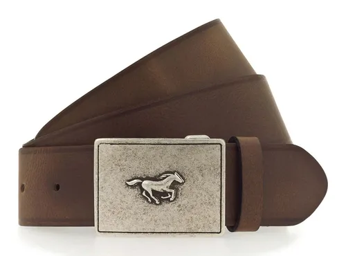MUSTANG Ledergürtel 40mm – Echtes Leder in Braun - Hochwertiger Gürtel aus 100% echtem Leder, ideal für einen lässigen Look. Perfekte Passform mit W100 und unifarbenem Design.