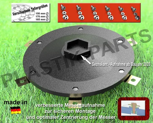 Plastik Parts Mährobotermesser Messerscheibe 6 Klingen für WORX Landroid - Hochwertige Messerscheibe für WORX Landroid Mähroboter mit verbesserter Messeraufnahme. Ideal für präzises Mähen und einfache Montage. Passend für Modelle ab 2020. Durchmesser: 170mm.