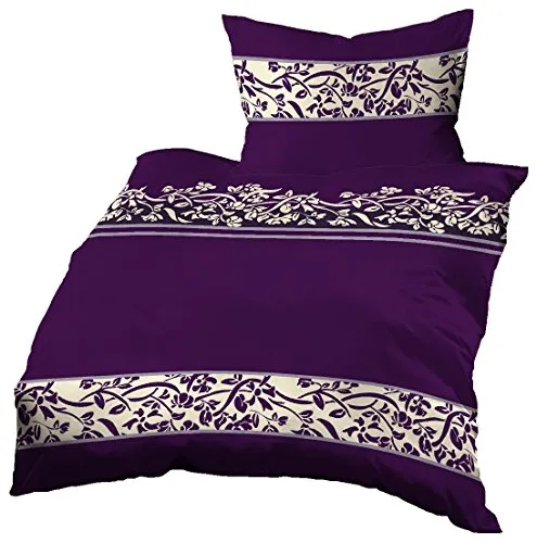 Gerald Wittmann Bettwäsche 140x200 cm + 70x90 cm, Baumwolle Satin, Ornamenten Lila Beige