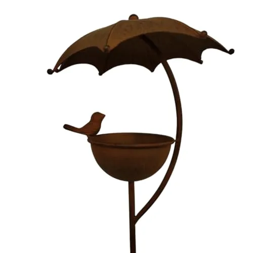 Vogelhaus Vogeltränke für Vögel Wassertränke aus Metall in Rostoptik