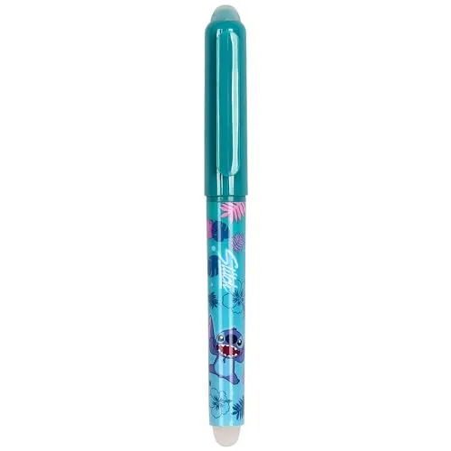 DISNEY Stitch Radierbarer Stift mit Radiergummi, Kugelschreiber, blaue Tinte, löschbar, Schule (B)