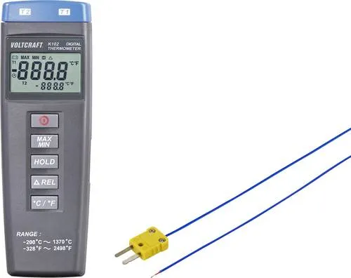VOLTCRAFT K102 + TP 202 Temperatur-Messgerät - Infrarot-Thermometer für präzise Temperaturmessungen von 0 bis 250 °C, ideal für Klimaanlagen, Kühlung und Heizung.