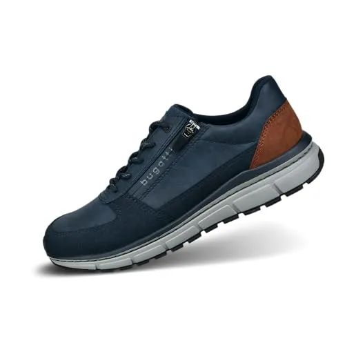 Bugatti Sonic Exko Sneaker Blau - Schnürer für Herren, sportlich-elegant mit praktischem Reißverschluss für einfachen Einstieg und herausnehmbarem Fußbett für individuellen Komfort. Ideal für Alltag und Freizeit.
