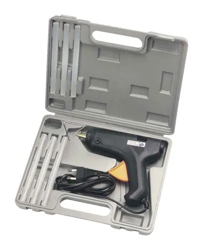 Cimco Heissklebepistolen-Set 18 1400 - Heißklebepistolen-Set mit elektronischer Temperaturregelung und schneller Aufheizzeit von nur 7 Minuten. Ideal für präzises Kleben in Heimwerkprojekten.