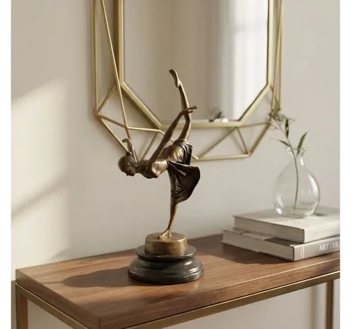 Antikas Wanddekoobjekt Bronzefigur Tänzerin, patiniert, Art-Déco, hochwertig, H.33 cm