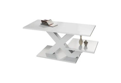 Merax Couchtisch mit X-förmigen Designbeinen – 2 Tischplatten, 100x48x45cm
