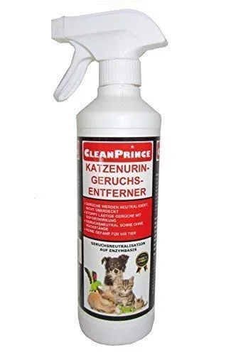CleanPrince Katzenurin Geruchsentferner 500 ml - Entferner für Katzengeruch: Neutralisiert Gerüche mit Sofortwirkung, ohne Rückstände und ganz ohne Gefahr für Ihr Tier. Ideal für Katzentoiletten und Tiertransportboxen.