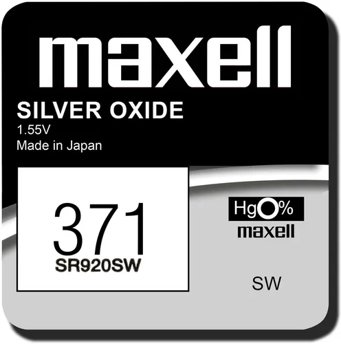 Maxell 371 Uhrenzelle Silber Oxid Knopfzelle SR920SW 1,55 V 1er Blister
